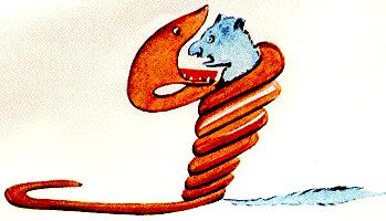 A boa constrictor that had swallowed a wild beast